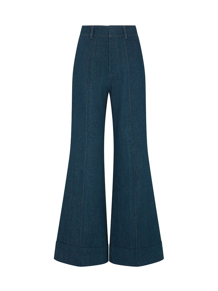 Double-breasted Denim Blazer & Flared Pants