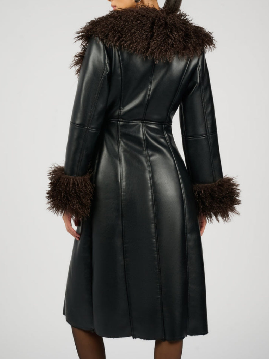 Fur Collar Leather Coat