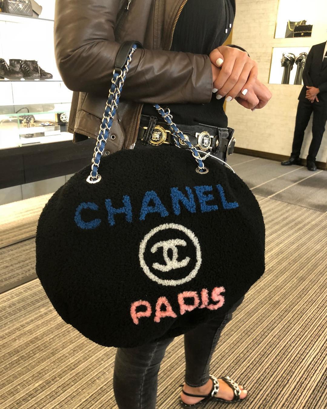 Shearling Round Bag