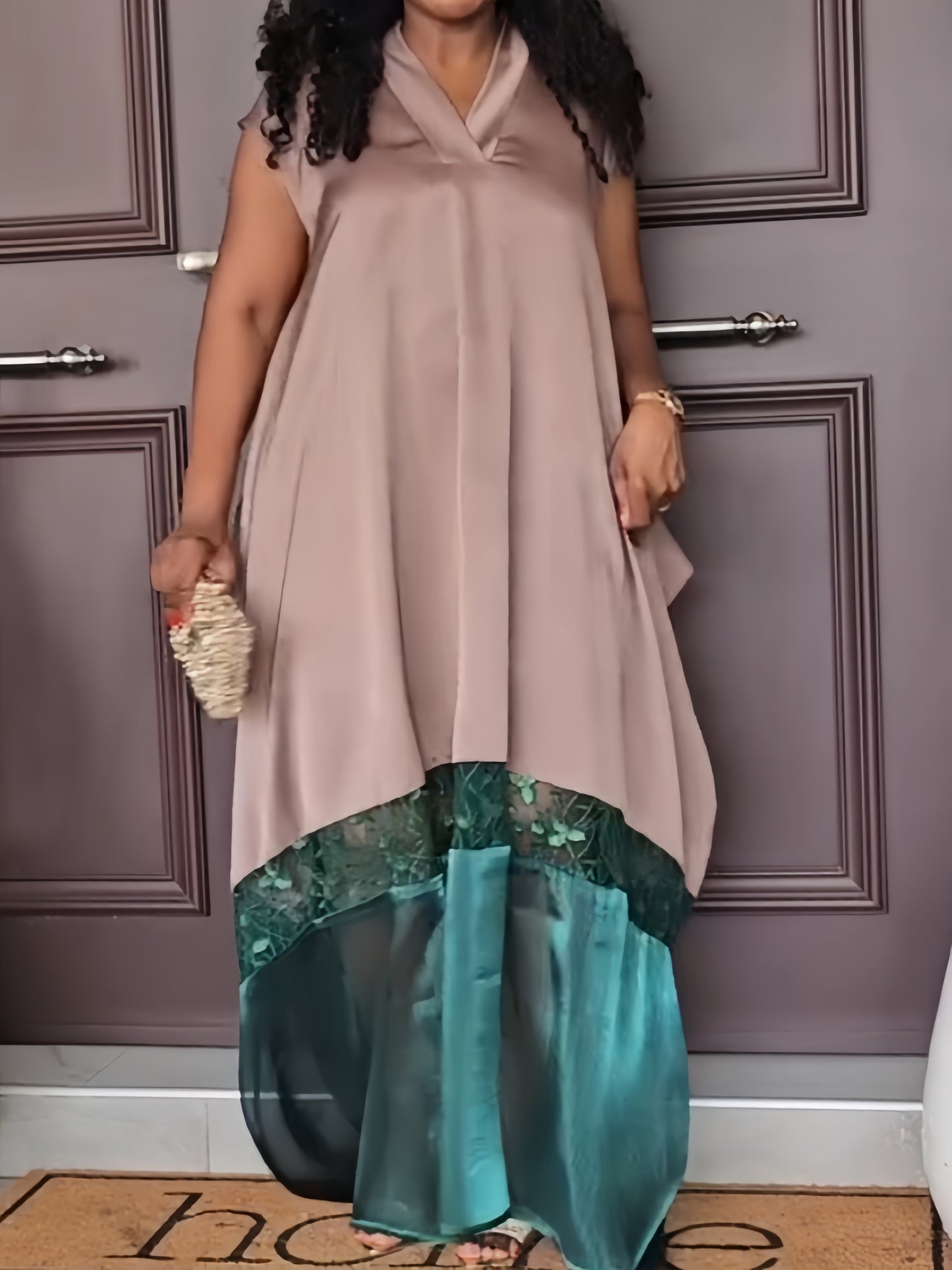 Sheer Layer Two-Tone Flow Maxi Dress