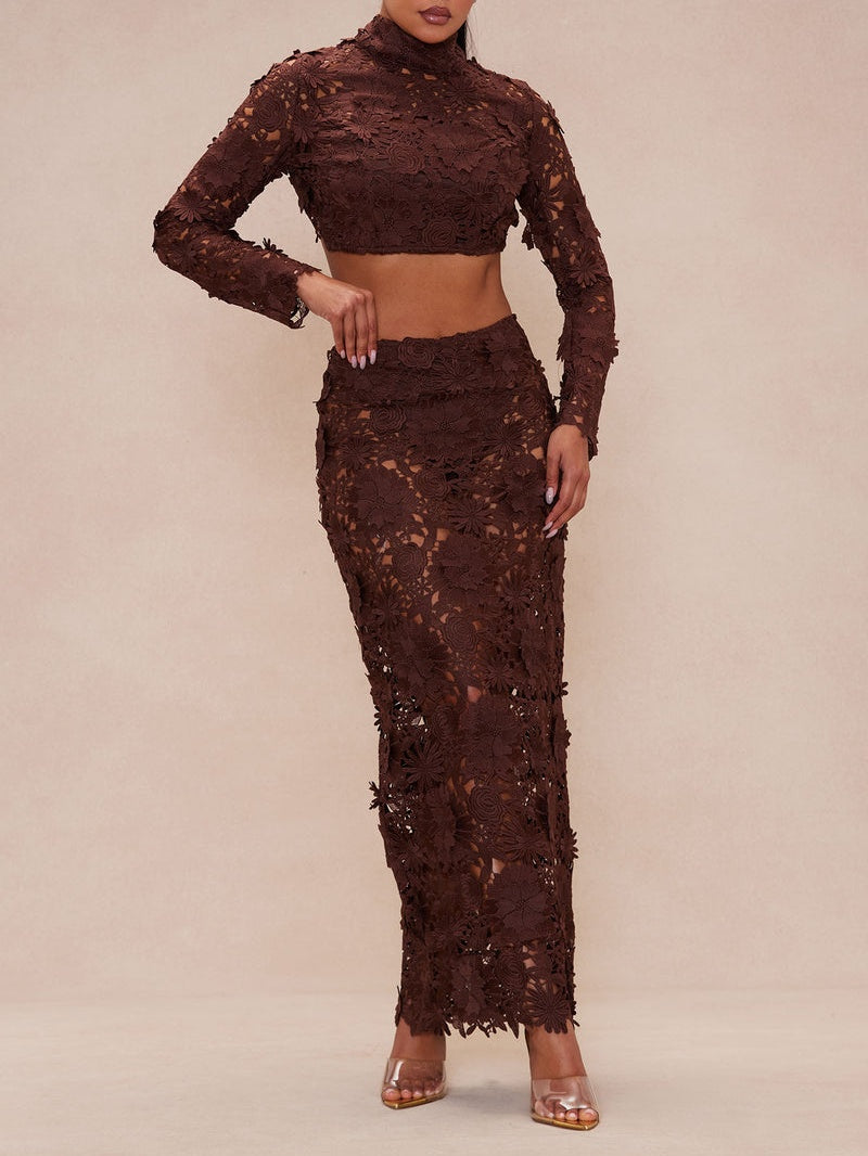 Floral Embroidered Skirt Set