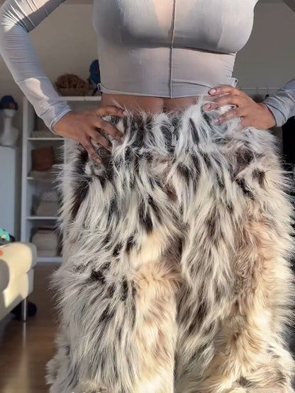 Thick Faux Fur Wide Leg Pants