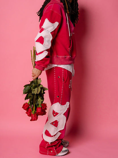 Hooded Embroidered Drawstring Waist Two Pieces Set