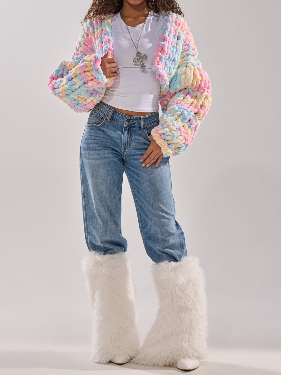 Fashion Chunky Chenille Knitted Cardigan