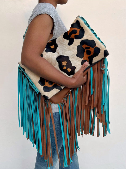 Large Fringe Crossbody Leather Bag