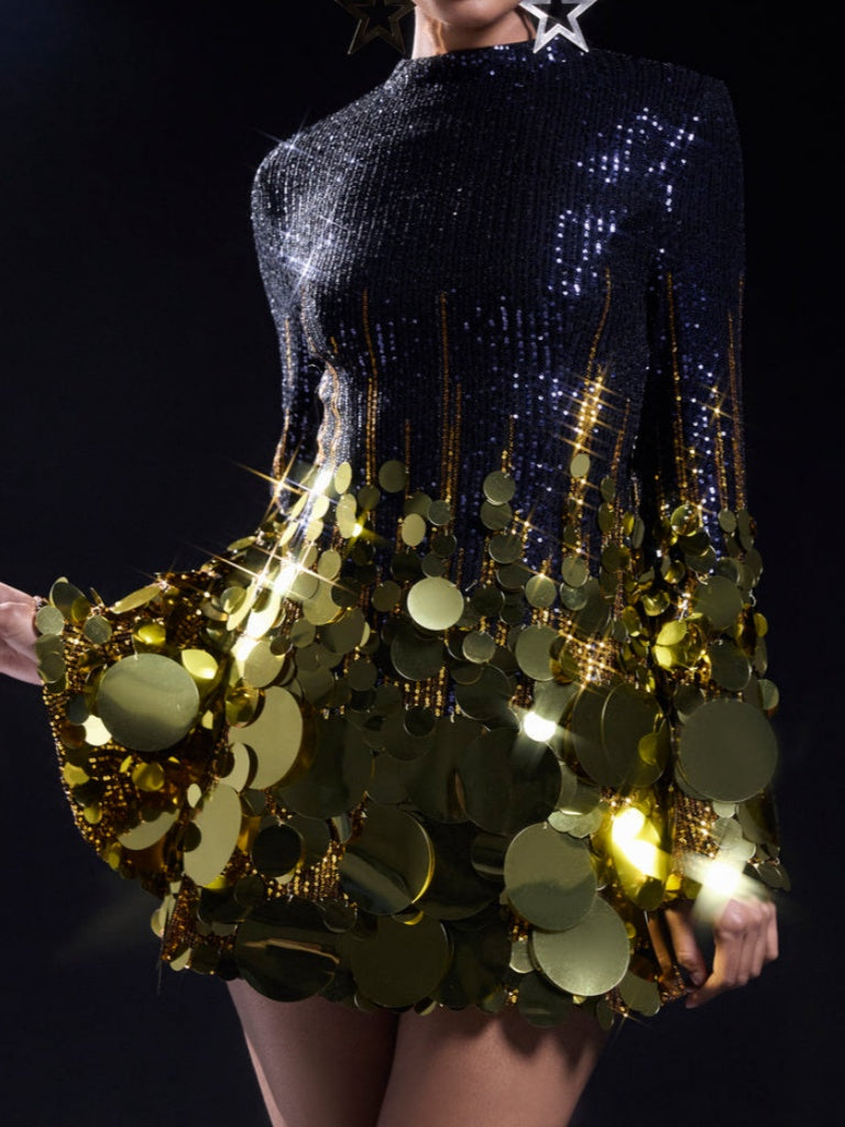 Gold Sequin Mini Dress