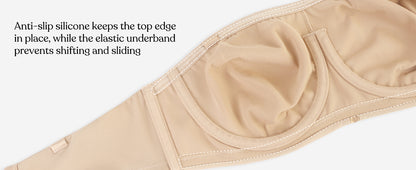Plus Size Full Coverage Bandeau Fiery Bra Anti-Slip Underwire Support for Large Breast