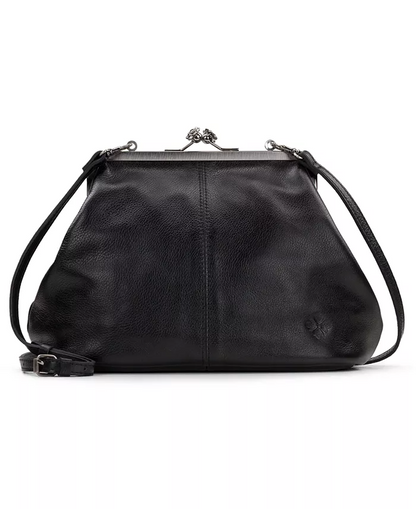 Classic Kiss-lock Closure Adorned Leather Bag
