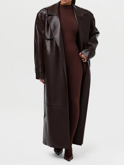 Vegan Leather Trench Coat
