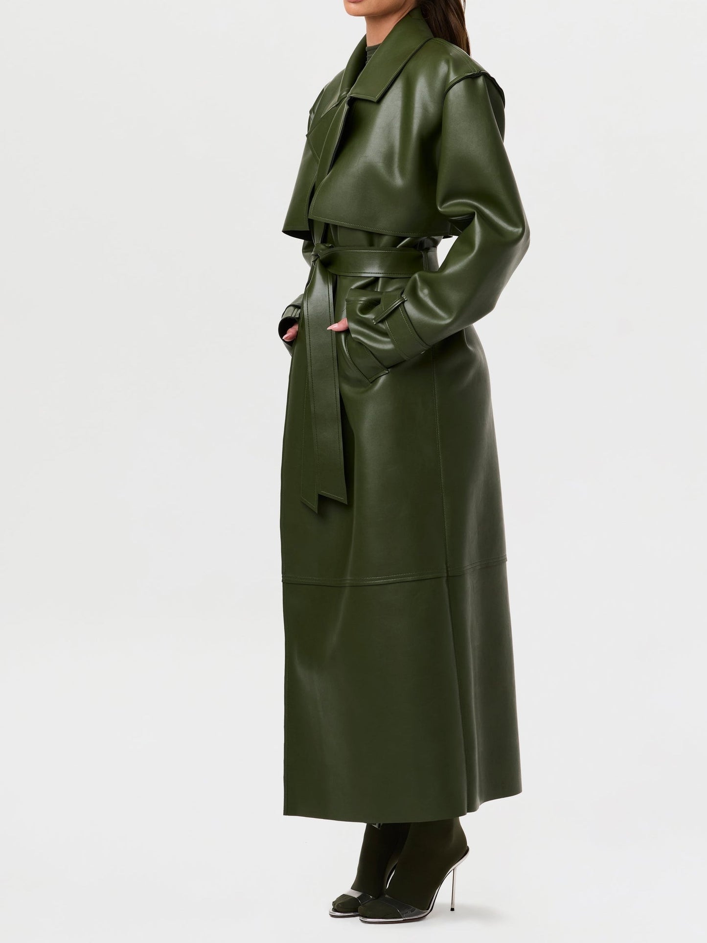 Vegan Leather Trench Coat