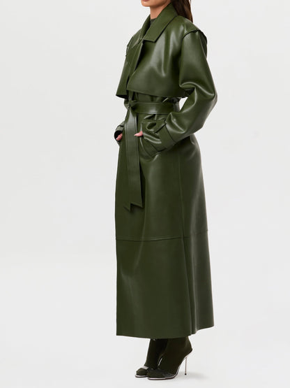 Vegan Leather Trench Coat
