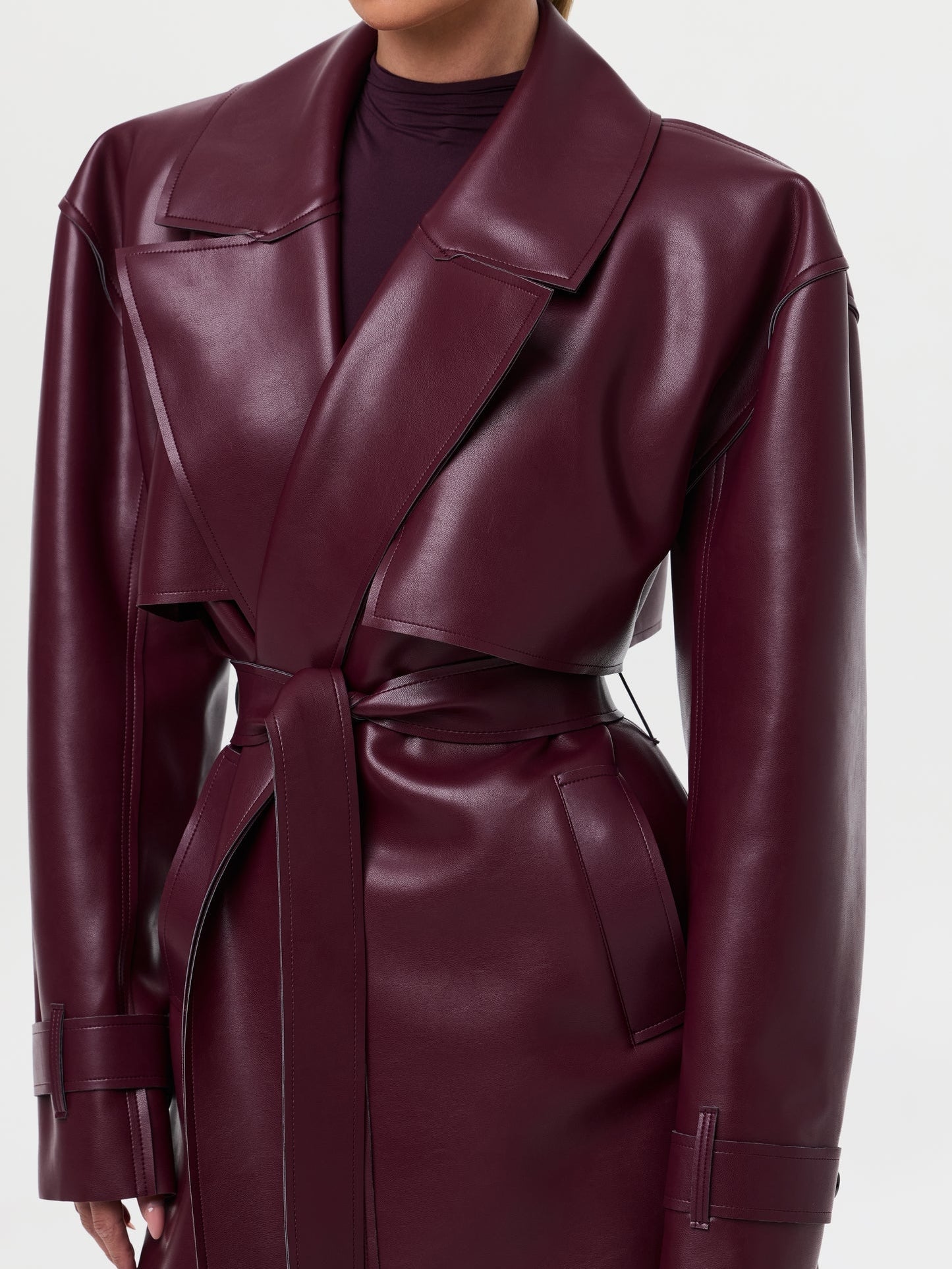 Vegan Leather Trench Coat