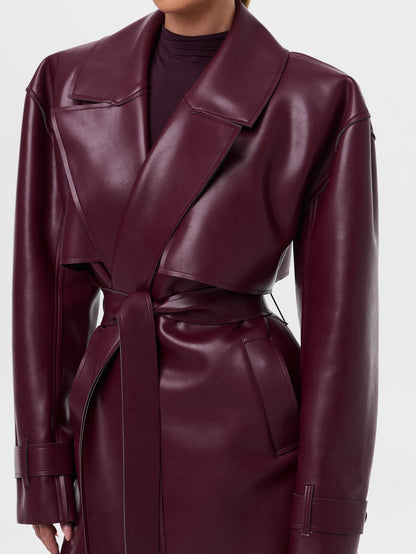 Vegan Leather Trench Coat