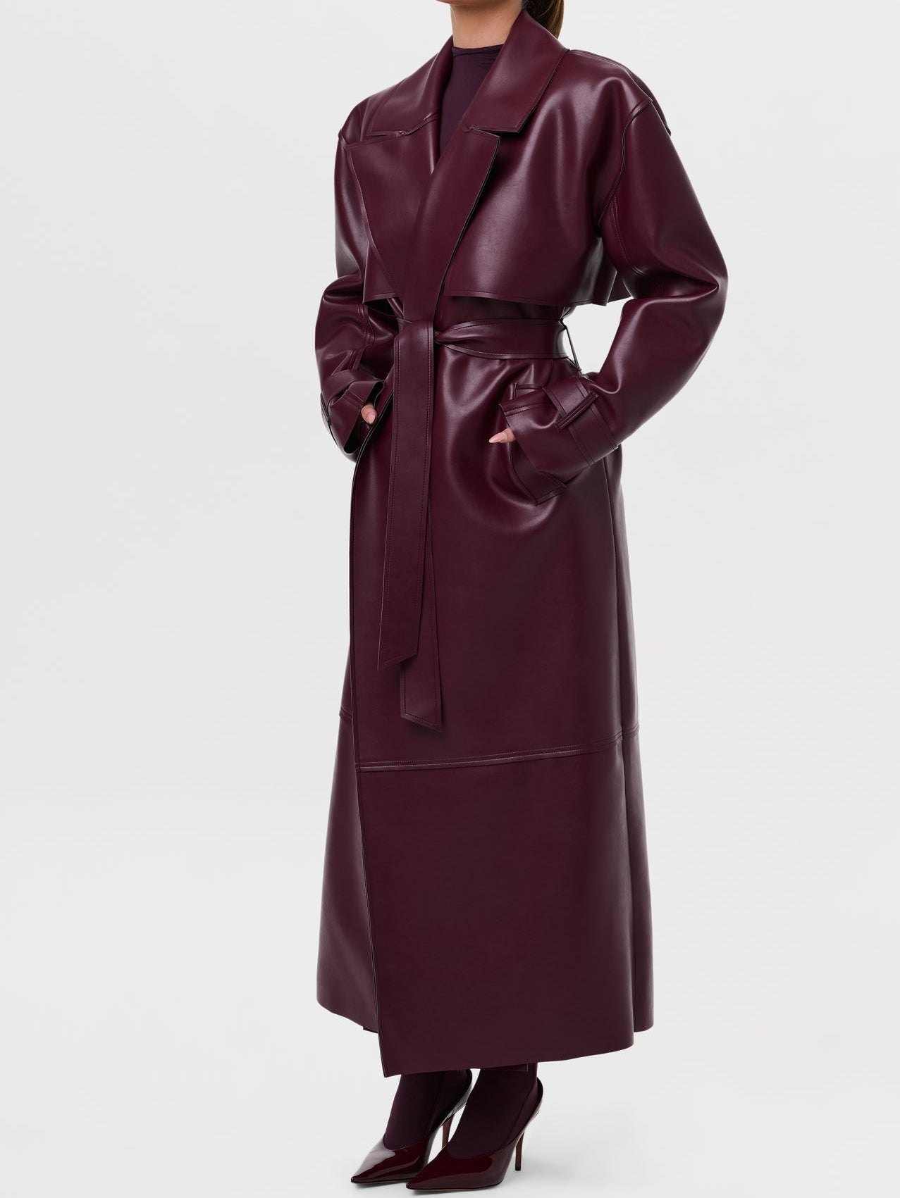 Vegan Leather Trench Coat