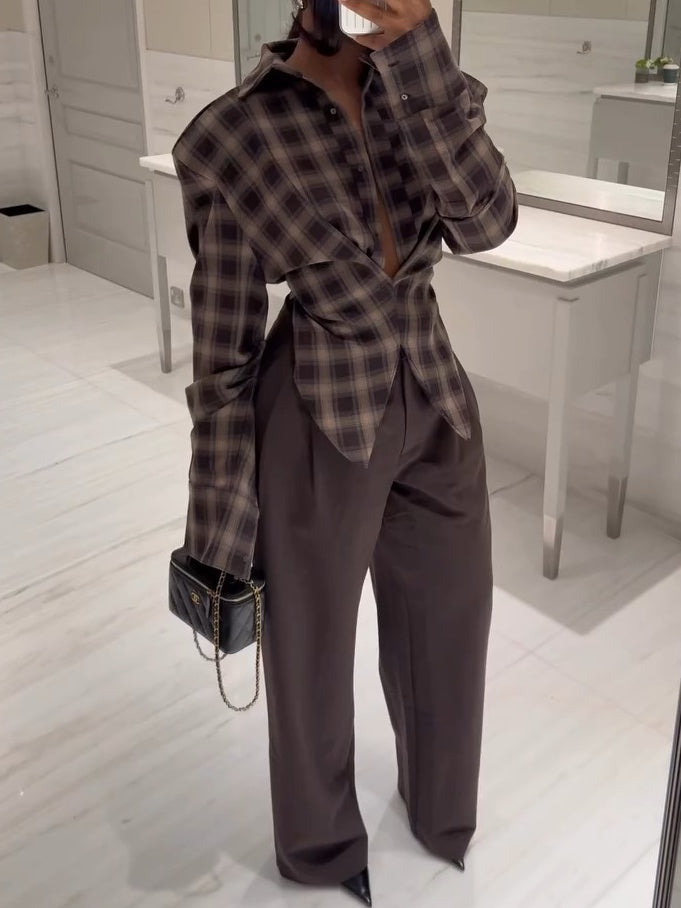 Cotton Shirt + Wide-leg Pants