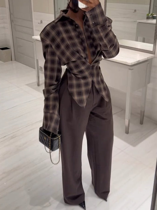 Cotton Shirt + Wide-leg Pants