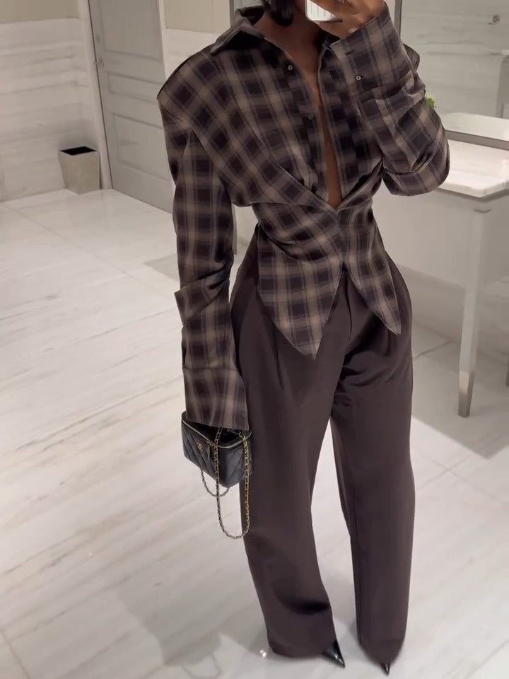 Cotton Shirt + Wide-leg Pants