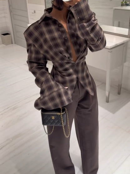 Cotton Shirt + Wide-leg Pants