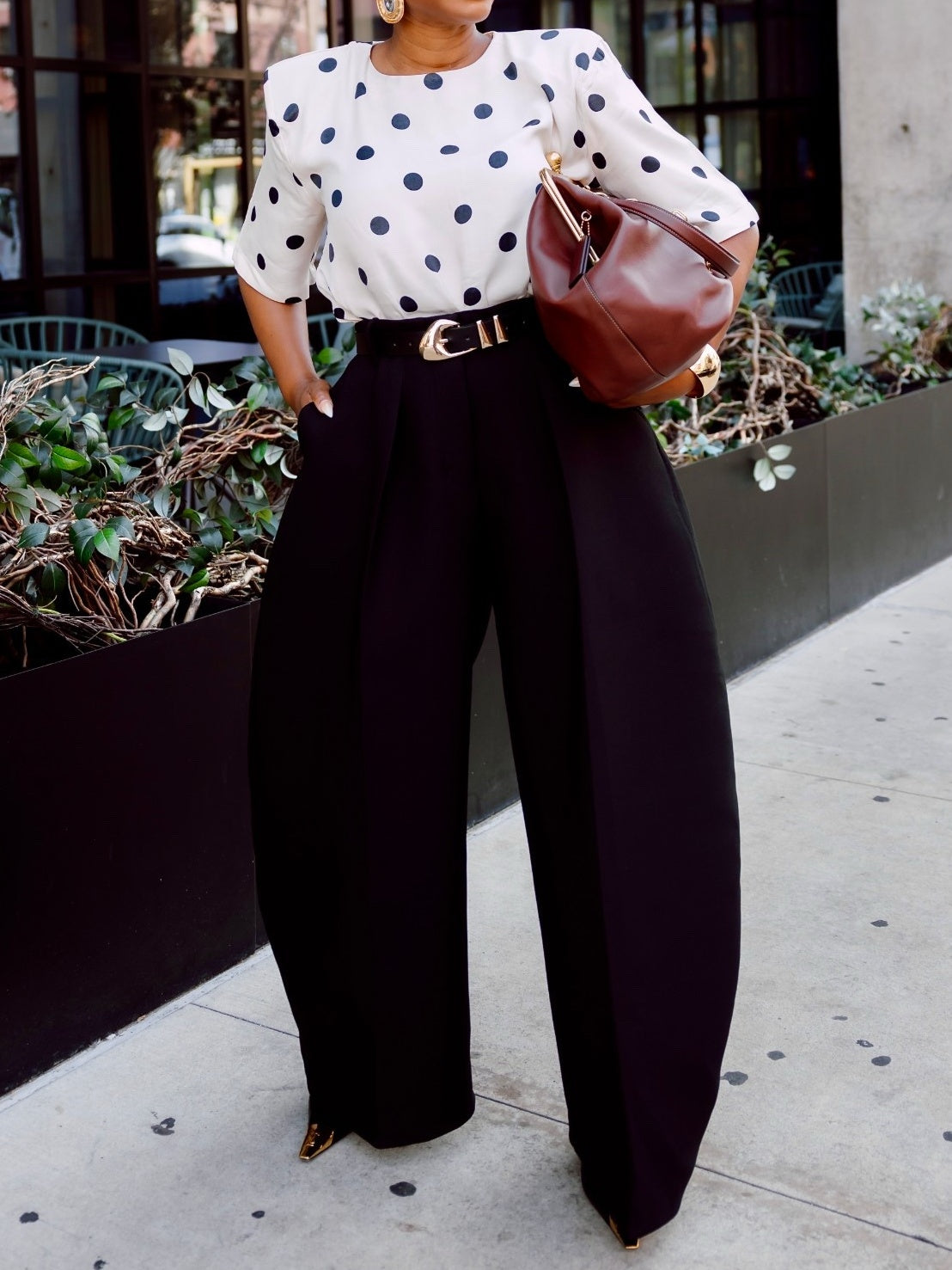 High-Waisted Viscose Trousers