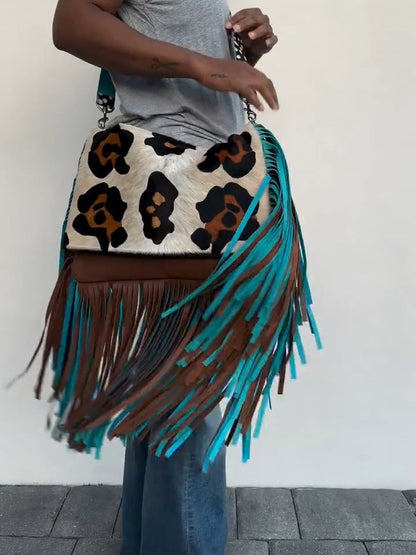 Large Fringe Crossbody Leather Bag