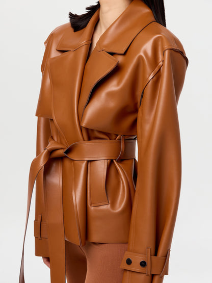 Vegan Leather Trench Jacket