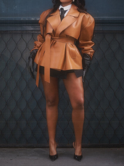 Vegan Leather Trench Jacket