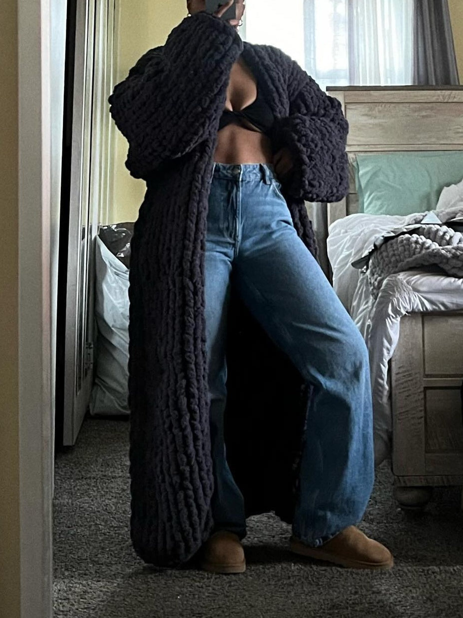 Thickened Sweater Loose Long Cardigan