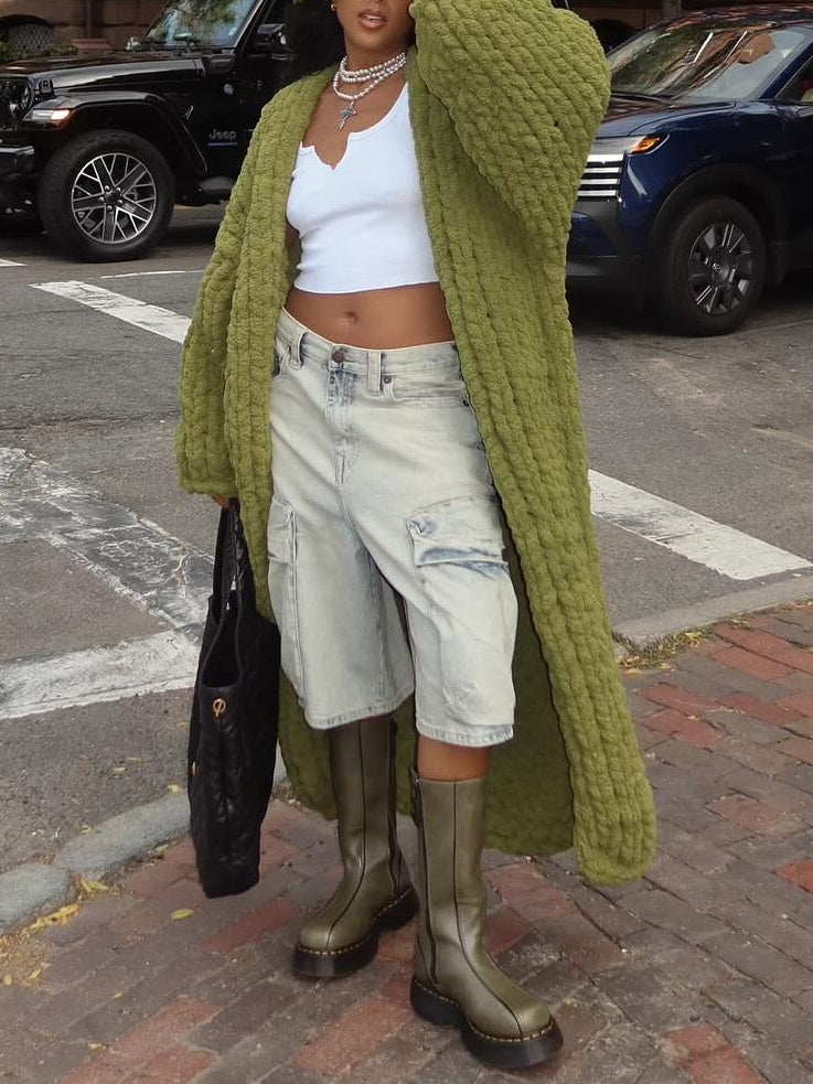 Thickened Sweater Loose Long Cardigan