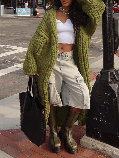 Thickened Sweater Loose Long Cardigan