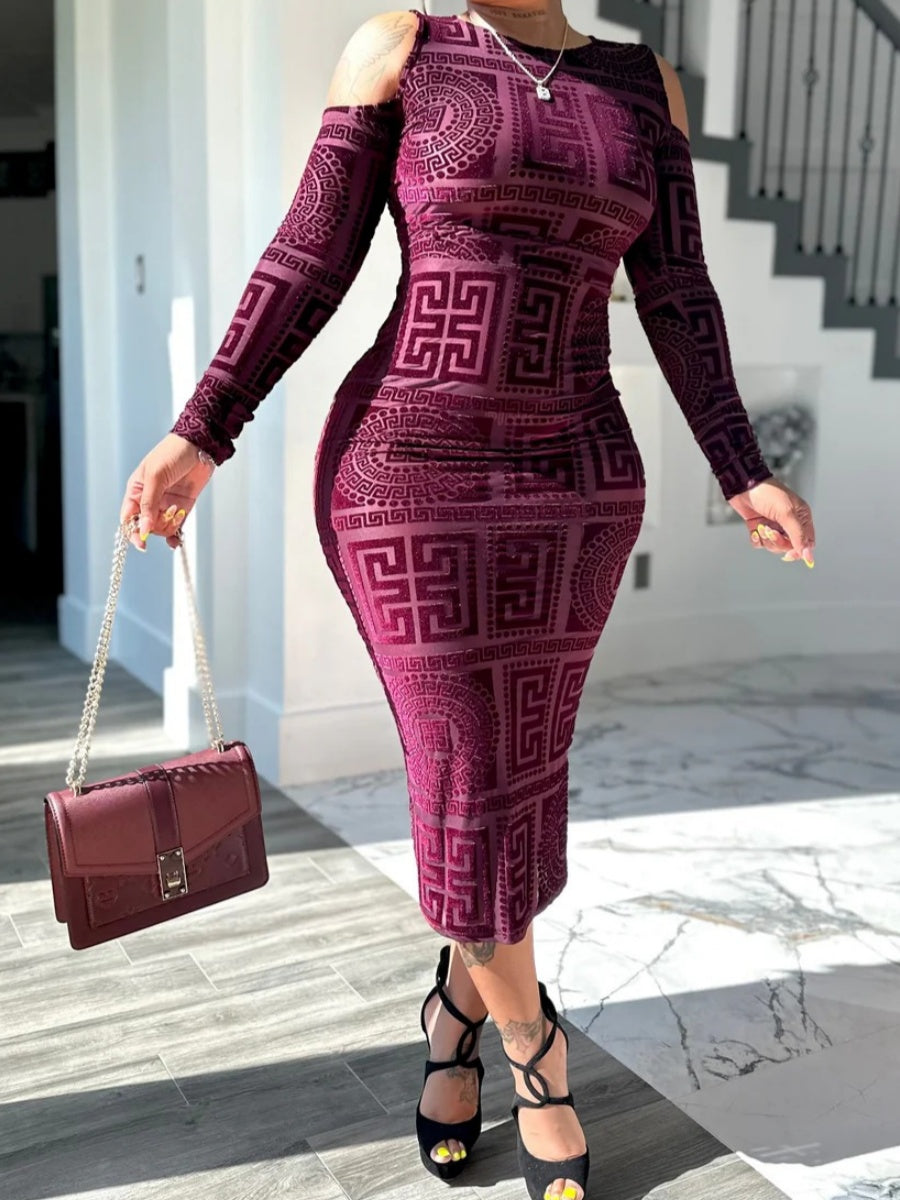 Off-Shoulder Pattern Bodycon Dress