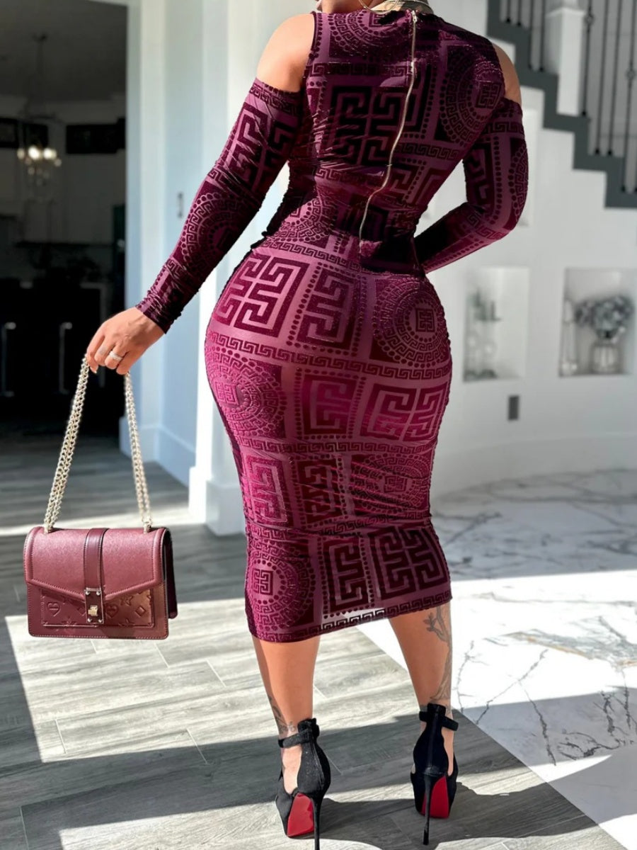 Off-Shoulder Pattern Bodycon Dress
