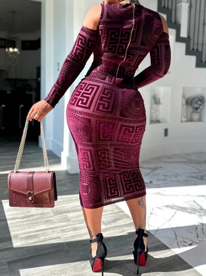 Off-Shoulder Pattern Bodycon Dress