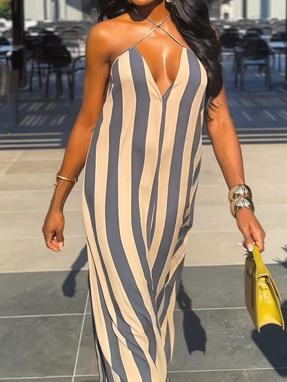Vertical striped  Maxi Dress