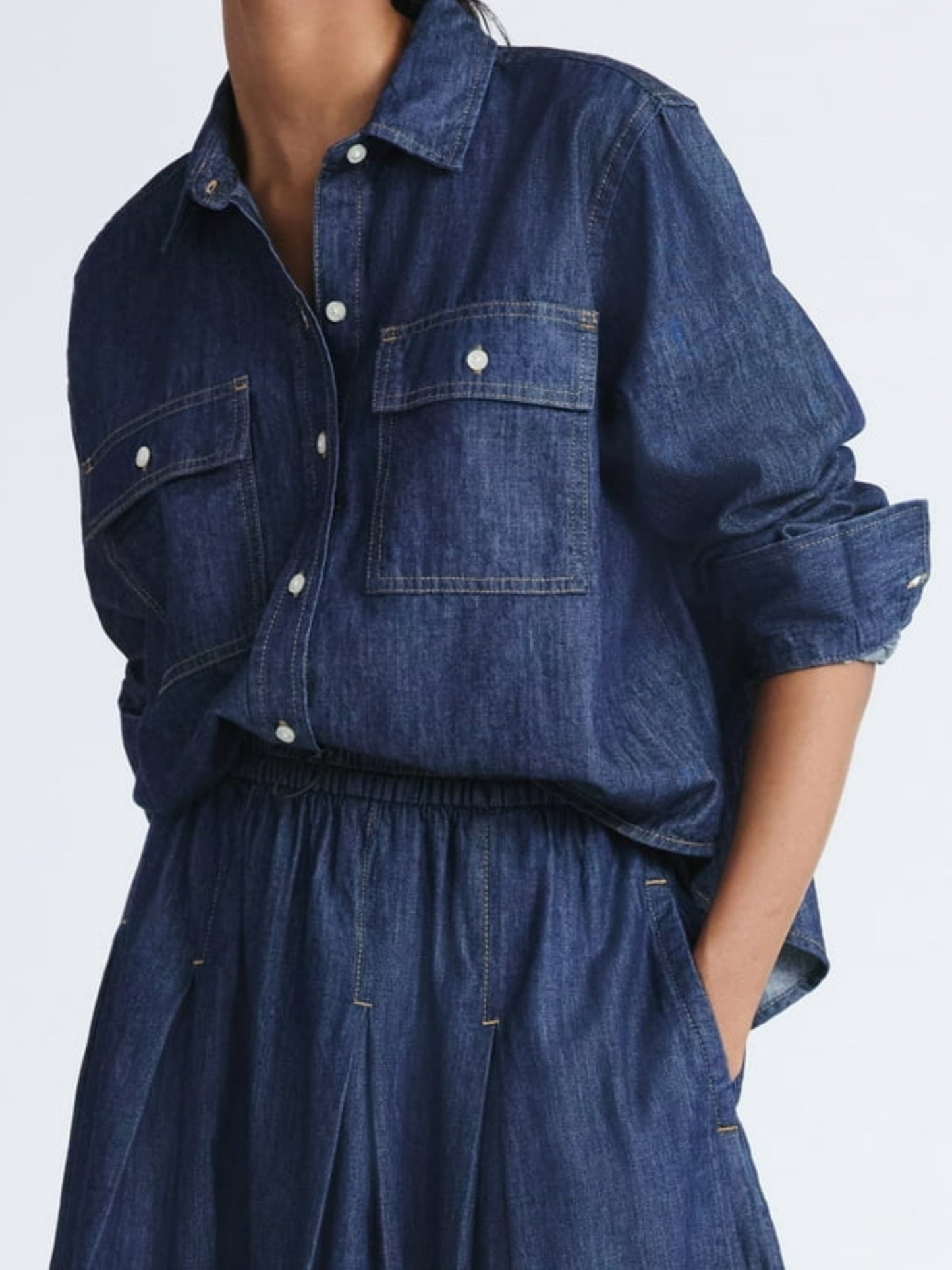 Denim Midi Shirt Dress