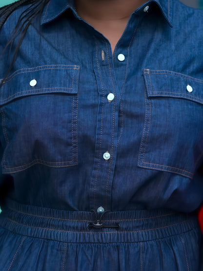 Denim Midi Shirt Dress