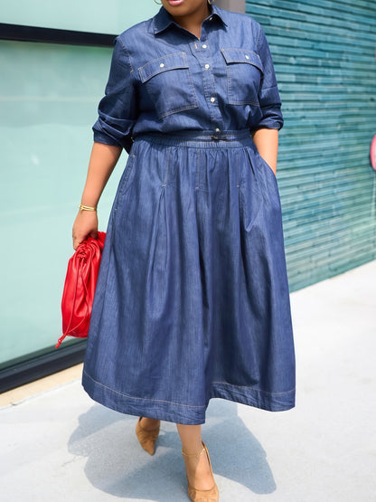 Denim Midi Shirt Dress