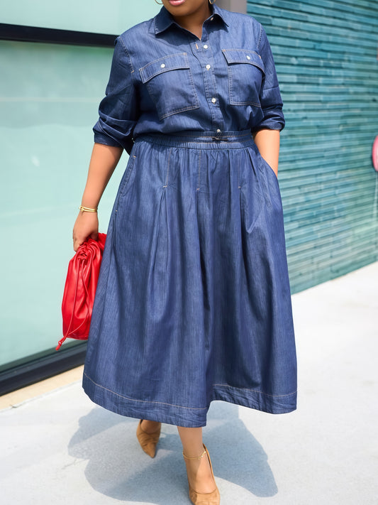 Denim Midi Shirt Dress