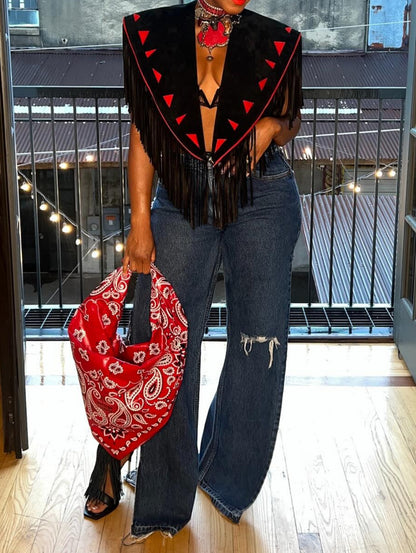 Fringe Embellished Shoulder Top