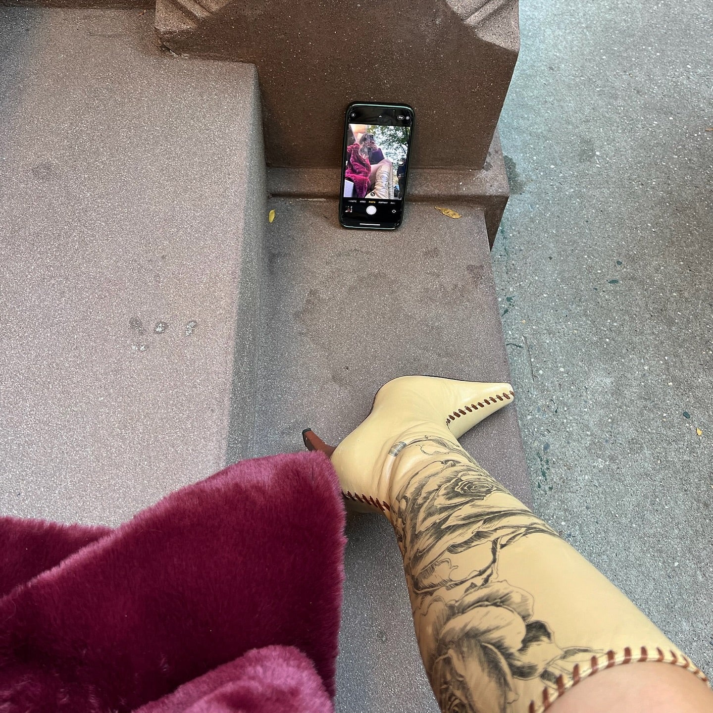 Tan Floral Leather Boot