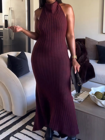 Knit Backless Collar Dress