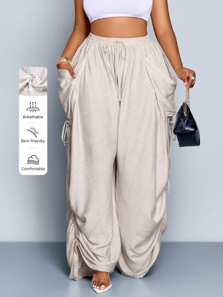 Pleated Drawstring Loose Pants