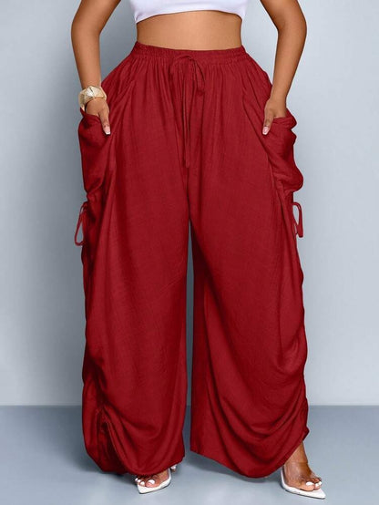 Pleated Drawstring Loose Pants