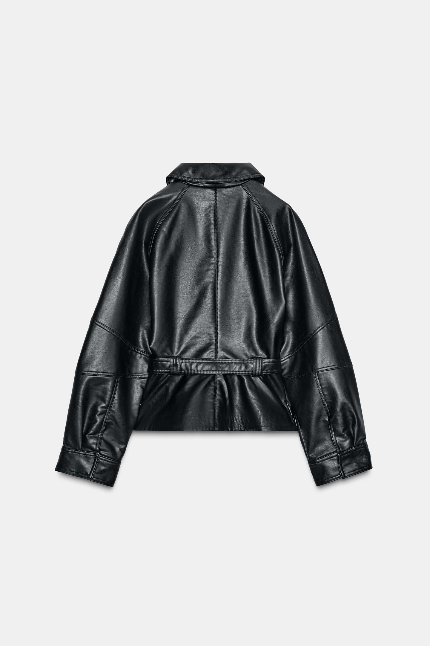 Faux Leather Peplum Jacket