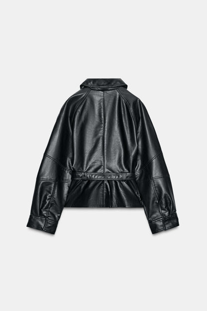 Faux Leather Peplum Jacket