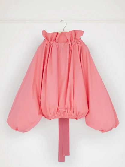 Drawstring Puff Sleeve Top In Organic Cotton