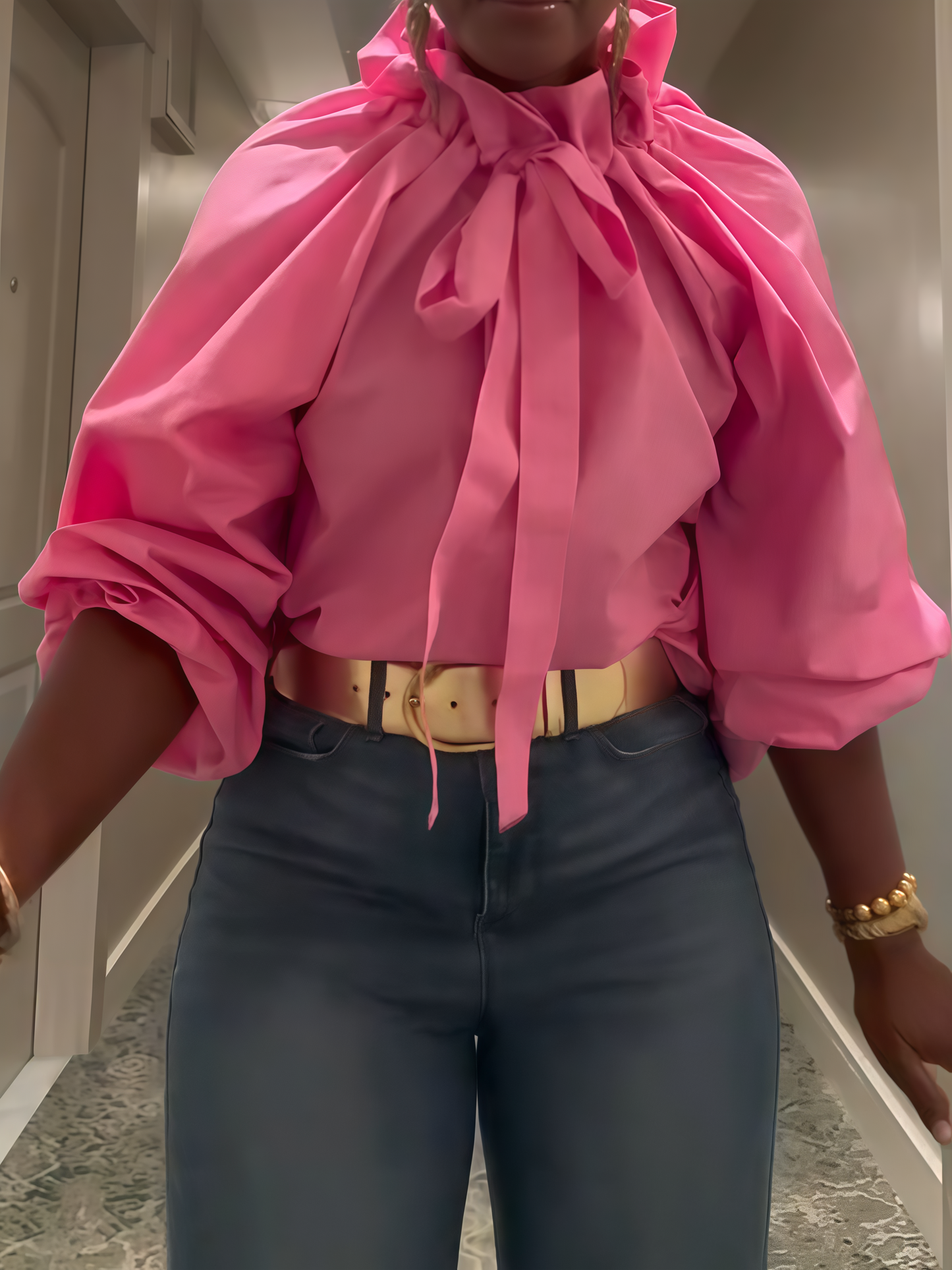 Drawstring Puff Sleeve Top In Organic Cotton