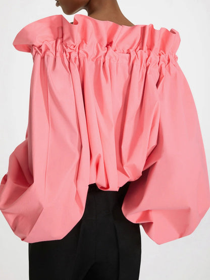 Drawstring Puff Sleeve Top In Organic Cotton