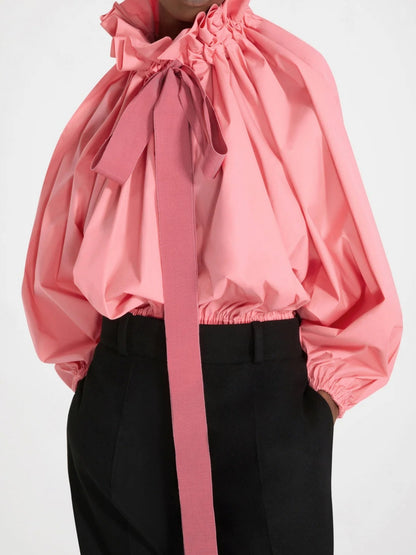 Drawstring Puff Sleeve Top In Organic Cotton