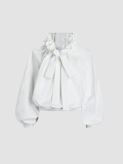 Drawstring Puff Sleeve Top In Organic Cotton