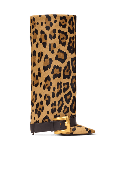 Leopard Print Leather Boots